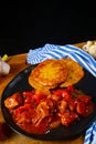 A Original Hungarian goulash with potato pancakes Royalty Free Stock Photo