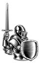 Medieval Knight Sword And Shield Vintage Woodcut