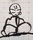 Original illustration of a monk meditating