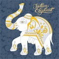 original indian pattern with elephant and handwritten inscription for invitation