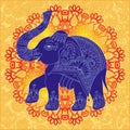 Original indian pattern with elephant for invitation