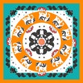 Original indian pattern with ten elephants and paisley. Bandana