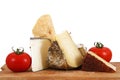 Original italian cheese chopping in white background