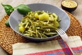 Italian troffie with pesto sauce Royalty Free Stock Photo