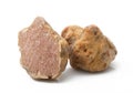 Original italian white truffle in white background