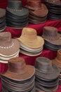 Original & rustic hand made leather hats, Australia Royalty Free Stock Photo