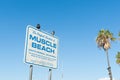 Original location of Muscle Beach sign on Santa Monica Beach