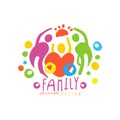 Original logo design with happy family and big heart Royalty Free Stock Photo