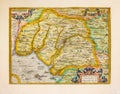 Original map from 1579, 16th century, in full color representing Andalusia in that age, conserved Royalty Free Stock Photo