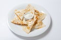 Original mexican quesadilla with chicken and vegetables Royalty Free Stock Photo