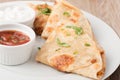 Original mexican quesadilla on white plate Royalty Free Stock Photo
