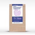 The Original Milk Blackberry Chocolate. Craft Paper Bag Product Label. Abstract Vector Packaging Design Layout with