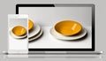 Original minimalist classic plates orange background in screen