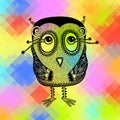 Original modern cute ornate doodle fantasy owl Royalty Free Stock Photo