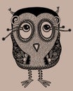 Original modern cute ornate doodle fantasy owl