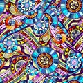 Original mosaic tribal doddle ethnic pattern. Royalty Free Stock Photo