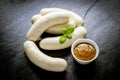 Original Munich white sausage with sweet mustard Royalty Free Stock Photo