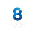 Original number 8 in blue colour for logotype. Vector sign logo design template. Flat illustration EPS10