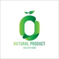 Original number 0 for logotype. Natural product with green tree leaf for logo world ecology. Flat Vector Illustration EPS10