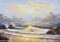 Original oil painting on canvas - landscape of the ocean