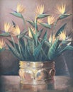 Original oil painting on canvas - Still life with Strelitzia Reg Royalty Free Stock Photo