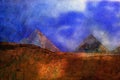 Original oil painting of pyramids eygpt Royalty Free Stock Photo