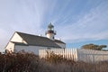 ORIGINAL OLD POINT LOMA LIGHTHOUSE UNDER CIRRUS CLOUD SKIES AT POINT LOMA SAN DIEGO CALIFORNIA USA Royalty Free Stock Photo