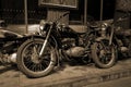 Original old vintage retro vintage motorbikes standing in the museum