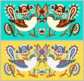 original oriental decorative ethnic bird with flowers, ethno ukrainian pattern for your design