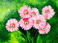 Original painting of beautiful pink gerbera daisy