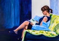 Original painting of a woman reading.