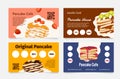 Original pancake cafe loyalty card design set vector illustration. Dessert food eatery bakery