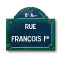 Original plaque Street of Paris on white background