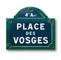 Original plaque Street of Paris on white background