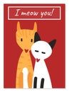 Original postcard for Valentine`s Day. I meow you