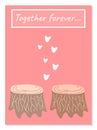Original postcard for Valentine`s Day. Together forever.