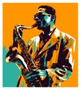 Original representation of a jazz saxophonist Royalty Free Stock Photo