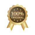 100% Original Ribbon Elegant Golden Seal Royalty Free Stock Photo