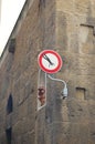 Original road signs in Florence, Italy. Social art of the artist Clet Abraham.