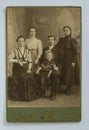 Original 1900s antique photo of a family of five