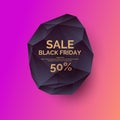 Original sale poster for Black friday sale. Abstract polygonal background. Low poly design. Royalty Free Stock Photo