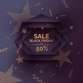 Original sale poster for Black Friday sale. Abstract polygonal background. Low poly design. Royalty Free Stock Photo