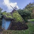 The remarkable thatched shed in beautiful gardens at Scotney Castle, near Lamberhurst in Kent, England Royalty Free Stock Photo