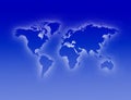 Light border around blue map of the world silhouette Royalty Free Stock Photo