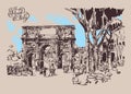 Original sketch digital drawing Rome Italy landmark