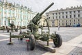 Original soviet Air defence cannon of World War II on the military-patriotic action, dedicated to the Day of Memory and Grief on