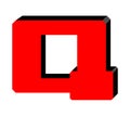 Original square capital red letter Q 3d