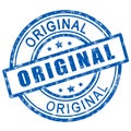 Original stamp. Blue original stamp sign icon.