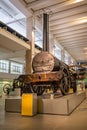 The original Stephenson`s Rocket steam train on display in the Science Museum, London, England Royalty Free Stock Photo