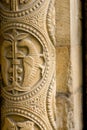 Original stone carvings around the west front door, Lincoln Cathedral, Lincoln, Lincolnshire, UK -August 2009 Royalty Free Stock Photo